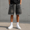 Custom Denim Shorts with Black Rhinestone Finish