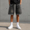 Custom Denim Shorts with Black Rhinestone Finish
