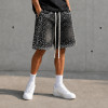 Custom Denim Shorts with Black Rhinestone Finish