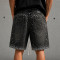 Custom Denim Shorts with Black Rhinestone Finish