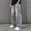 Custom Denim Jeans with Rhinestone Side Trim