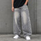 Custom Denim Jeans with Rhinestone Side Trim