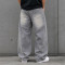 Custom Denim Jeans with Rhinestone Side Trim