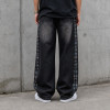 Custom Denim Jeans with Black Rhinestone Side Trim