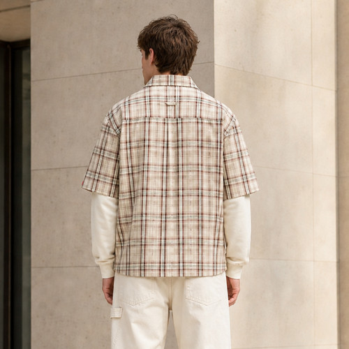 Custom Plaid T Shirts with Short Sleeve Shirt Styling