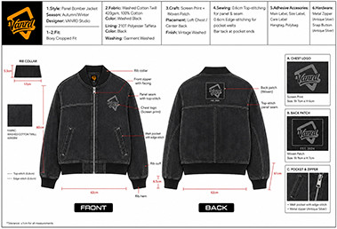 Hoodie tech pack template