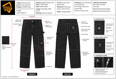 Shorts tech pack template