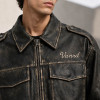 Custom Leather Jacket with Distressed Finish for Brands