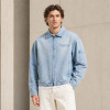 Custom Denim Jacket with Light Wash Zip-Up Design