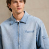 Custom Denim Jacket with Light Wash Zip-Up Design