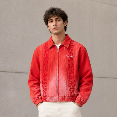 Custom Jacket Manufacturer for Red Western Zip-Up Jacket