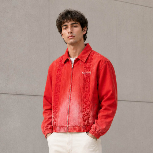 Custom Jacket for Red Western Zip-Up Jacket