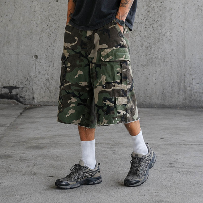 Custom Cargo Shorts With Camo Pockets