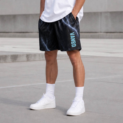 Custom Mesh Shorts With Lightning Print