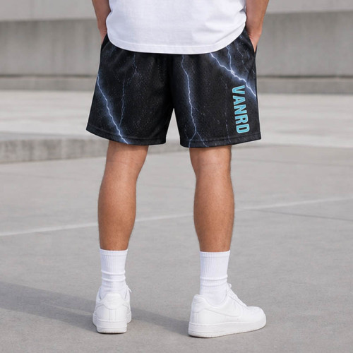 Custom Mesh Shorts With Lightning Print