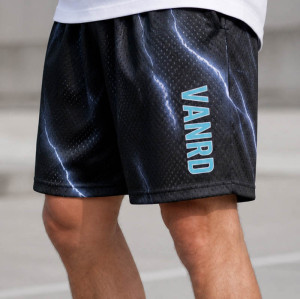 Custom Mesh Shorts With Lightning Print