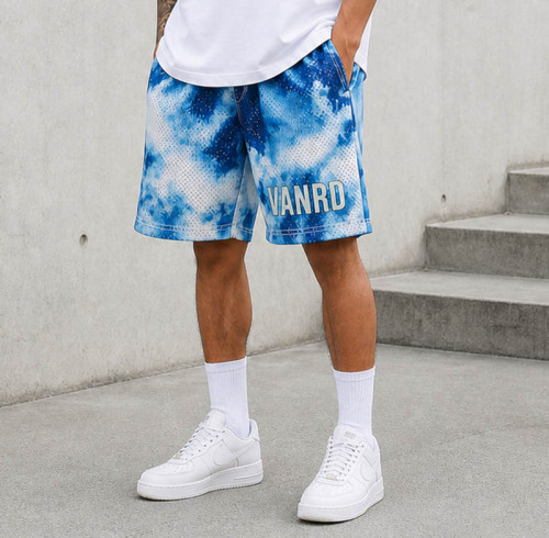 Custom Mesh Shorts With Tie Dye Print