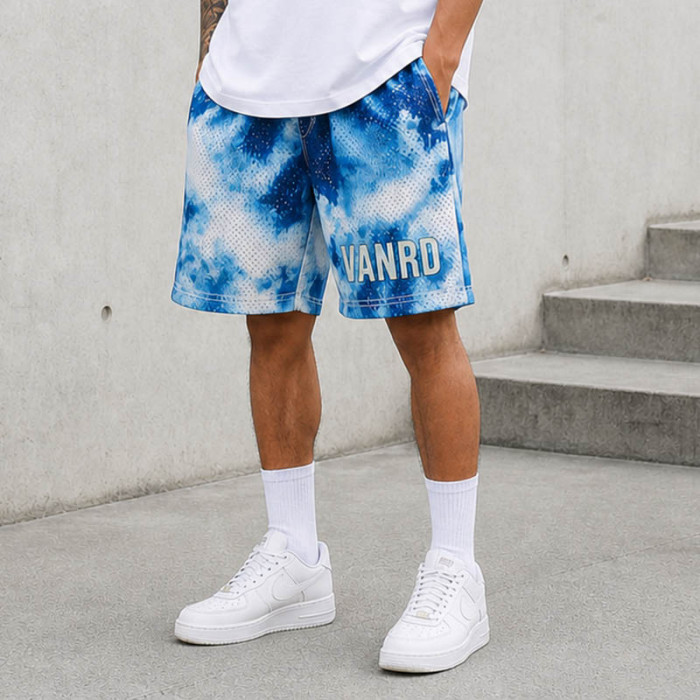 Custom Mesh Shorts With Tie Dye Print