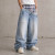 Custom Baggy Jeans With Plaid Waistband