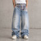 Custom Baggy Jeans With Plaid Waistband