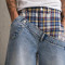 Custom Baggy Jeans With Plaid Waistband