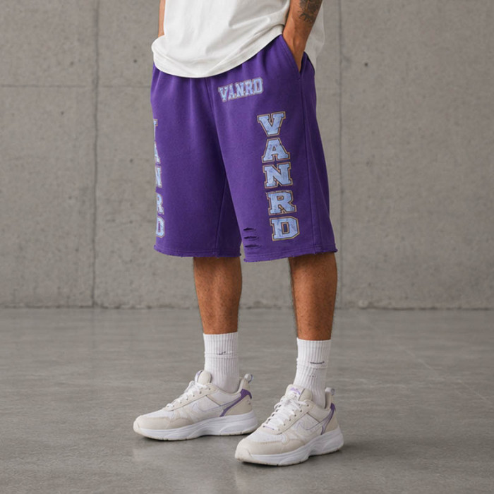 Custom Fleece Shorts With Distressed Collegiate Logo