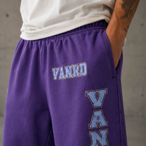 Custom Fleece Shorts With Distressed Collegiate Logo
