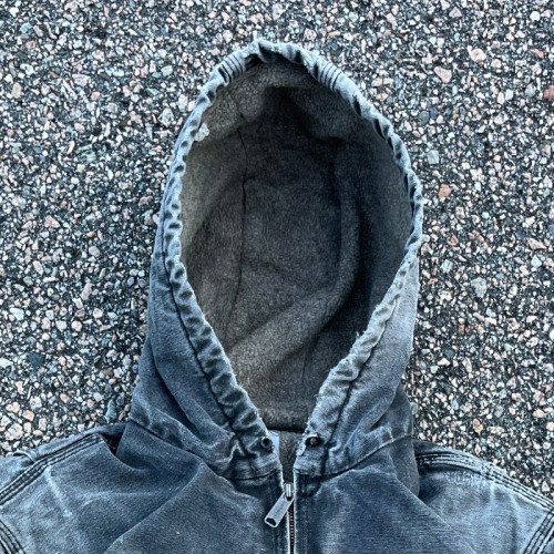 Custom Hooded Jacket With Washed Workwear Finish