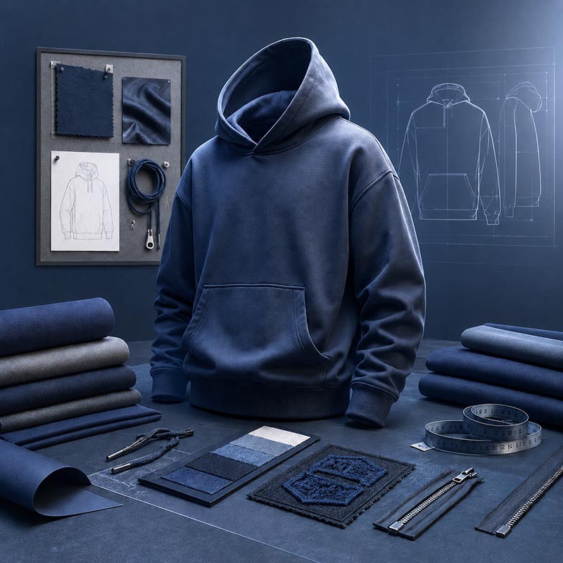 Custom hoodie sample development desk
