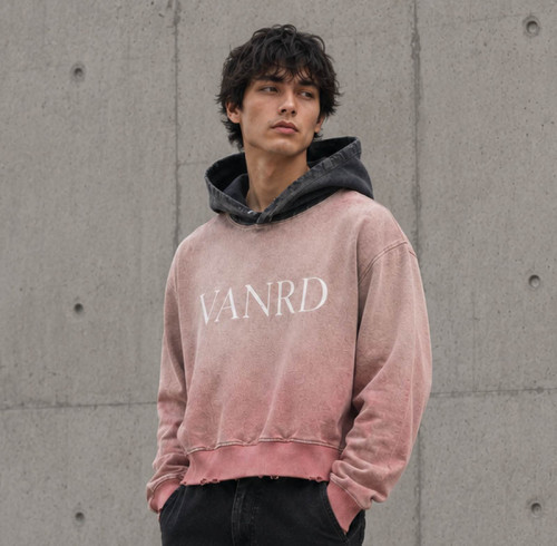 Custom Cropped Hoodie With Washed Contrast Hood