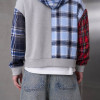Custom Patchwork Hoodie With Cropped Zip Up Design