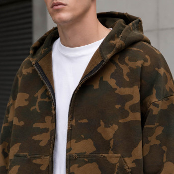 Custom Camo Hoodie With Cropped Zip Up Fit