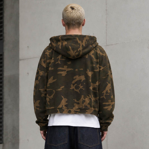 Custom Camo Hoodie With Cropped Zip Up Fit