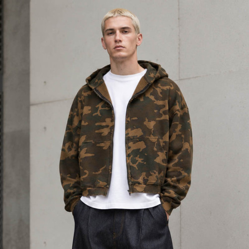 Custom Camo Hoodie With Cropped Zip Up Fit