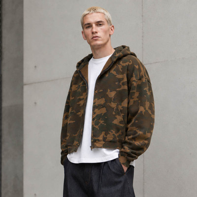Custom Camo Hoodie With Cropped Zip Up Fit
