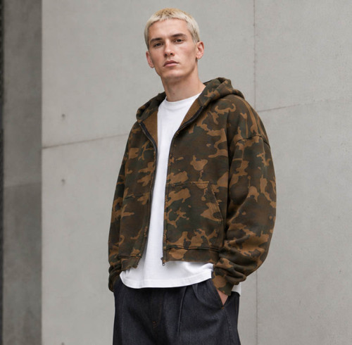 Custom Camo Hoodie With Cropped Zip Up Fit