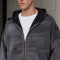 Custom Distressed Hoodie With Washed Zip Up Design
