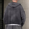 Custom Distressed Hoodie With Washed Zip Up Design