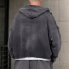 Custom Distressed Hoodie With Washed Zip Up Design