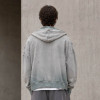 Custom Washed Hoodie With Distressed Zip Up Design