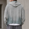 Custom Washed Hoodie With Distressed Zip Up Design