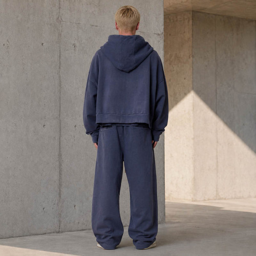 Custom Tracksuit Set With Washed Zip Up Hoodie
