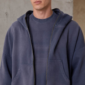 Custom Tracksuit Set With Washed Zip Up Hoodie