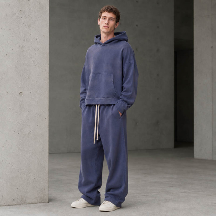 Custom Tracksuit Set With Cropped Pullover Hoodie