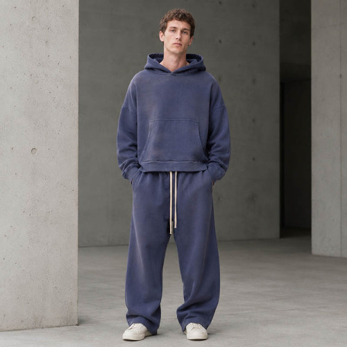 Custom Tracksuit Set With Cropped Pullover Hoodie