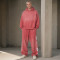 Custom Tracksuit Set With Distressed Pink Hoodie