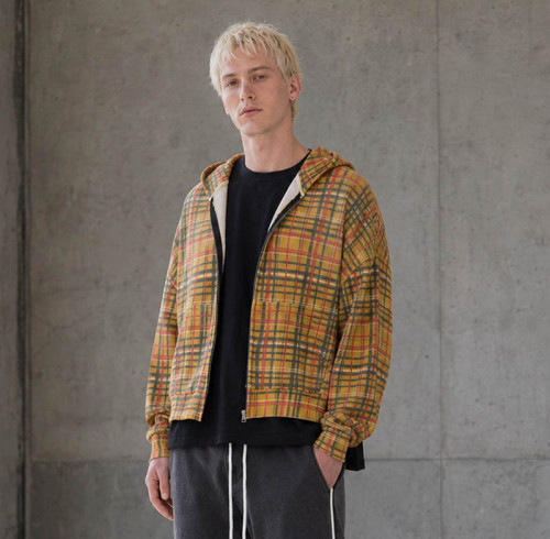 Custom Zip Up Hoodie With Plaid Cropped Fit