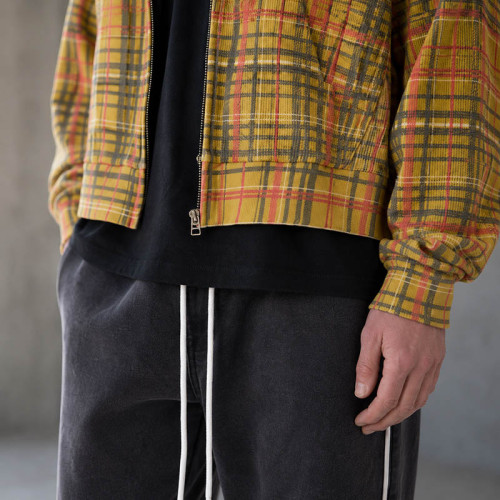 Custom Zip Up Hoodie With Plaid Cropped Fit