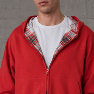 Custom Zip Up Hoodie With Reversible Plaid Design