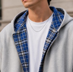 Custom Zip Up Hoodie With Reversible Plaid Lining